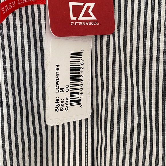 NWT. Cutter & Buck Navy and White Striped UCONN Button-Down Shirt - Picture 5 of 5